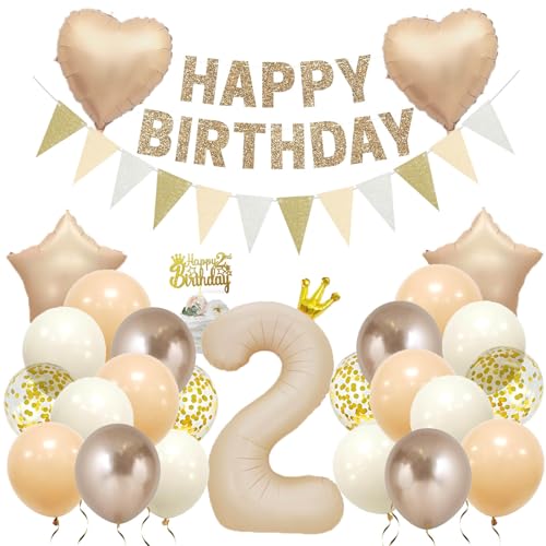 2 Jahre Geburtstagsdeko Gold Folienballon 2 Beige Zahlenballon 2. Geburtstag Deko Mädchen Junge Baby Happy Birthday Deko Kindergeburtstag 2 Jahre Geburtstagsdeko Gold Folienballon 2 Beige Zahlenballon 2. Geburtstag Deko Mädchen Junge Baby Happy Birthday Deko Kindergeburtstag von Ohighing