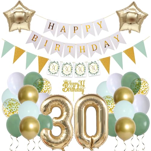 30 Jahre Frauen Geburtstagsdeko Grün Weiß Gold Folienballon 30 Gold Zahlenballon 30. Geburtstag Deko Frauen Happy Birthday Deko 30 Jahre Frauen Geburtstagsdeko Grün Weiß Gold Folienballon 30 Gold Zahlenballon 30. Geburtstag Deko Frauen Happy Birthday Deko von Ohighing