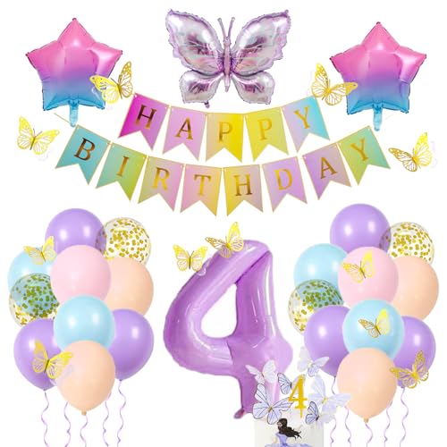 4 Jahre Mädchen Geburtstagsdeko Schmetterlings Stern Folienballon 4 Pastell Lila Zahlenballon 4. Geburtstag Deko Mädchen Happy Birthday Deko Kindergeburtstag 4 Jahre Mädchen Geburtstagsdeko Schmetterlings Stern Folienballon 4 Pastell Lila Zahlenballon 4. Geburtstag Deko Mädchen Happy Birthday Deko Kindergeburtstag von Ohighing