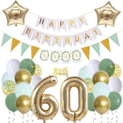 60 Jahre Frauen Geburtstagsdeko Grün Weiß Gold Folienballon 60 Gold Zahlenballon 60. Geburtstag Deko Frauen Happy Birthday Deko 60 Jahre Frauen Geburtstagsdeko Grün Weiß Gold Folienballon 60 Gold Zahlenballon 60. Geburtstag Deko Frauen Happy Birthday Deko von Ohighing