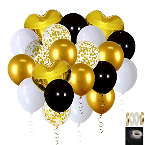71 Stück 30cm Luftballons Schwarz Weiß Gold Ballons Geburtstag Hochzeit Luftballons Metallic Gold Helium Ballon Girlande Grün Herzluftballons von Ohighing