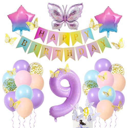 9 Jahre Mädchen Geburtstagsdeko Schmetterlings Stern Folienballon 9 Pastell Lila Zahlenballon 9. Geburtstag Deko Mädchen Happy Birthday Deko Kindergeburtstag 9 Jahre Mädchen Geburtstagsdeko Schmetterlings Stern Folienballon 9 Pastell Lila Zahlenballon 9. Geburtstag Deko Mädchen Happy Birthday Deko Kindergeburtstag von Ohighing
