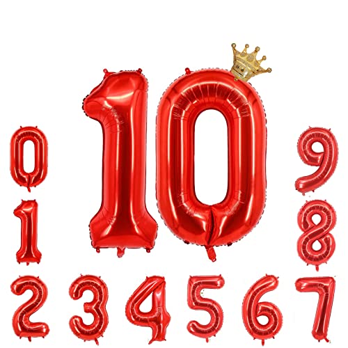 Foil Luftballon 10 Helium Folienballon Zahlen Ballon XXL Folien Rot Ballon 10 Geburtstag 100cm/40inch Foil Luftballon 10 Helium Folienballon Zahlen Ballon XXL Folien Rot Ballon 10 Geburtstag 100cm/40inch von Ohighing
