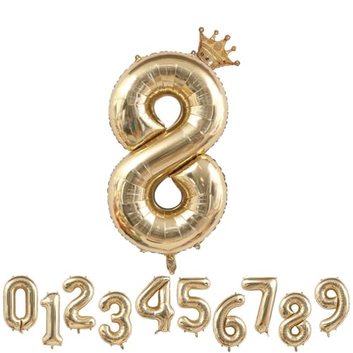 Foil Luftballon 8 Helium Folienballon Zahlen Ballon XXL Folien Hell Gold Ballon 8 Geburtstag 100cm/40inch Foil Luftballon 8 Helium Folienballon Zahlen Ballon XXL Folien Hell Gold Ballon 8 Geburtstag 100cm/40inch von Ohighing