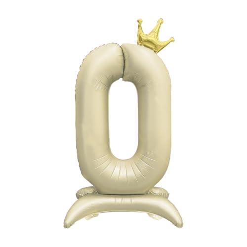 Foil Stehend Luftballon 0 Helium Folienballon Zahlen Ballon XXL Folien Creme Ballon 0 Geburtstag 106cm/42inch von Ohighing