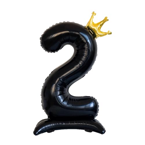 Foil Stehend Luftballon 2 Helium Folienballon Zahlen Ballon XXL Folien Schwarz Ballon 2 Geburtstag 106cm/42inch von Ohighing