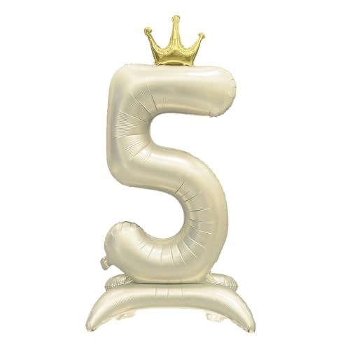 Foil Stehend Luftballon 5 Helium Folienballon Zahlen Ballon XXL Folien Creme Ballon 5 Geburtstag 106cm/42inch Foil Stehend Luftballon 5 Helium Folienballon Zahlen Ballon XXL Folien Creme Ballon 5 Geburtstag 106cm/42inch von Ohighing