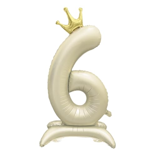 Foil Stehend Luftballon 6 Helium Folienballon Zahlen Ballon XXL Folien Creme Ballon 6 Geburtstag 106cm/42inch Foil Stehend Luftballon 6 Helium Folienballon Zahlen Ballon XXL Folien Creme Ballon 6 Geburtstag 106cm/42inch von Ohighing