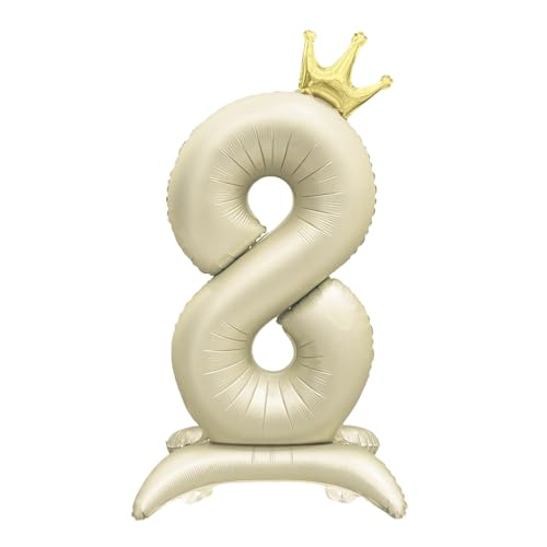 Foil Stehend Luftballon 8 Helium Folienballon Zahlen Ballon XXL Folien Creme Ballon 8 Geburtstag 106cm/42inch von Ohighing