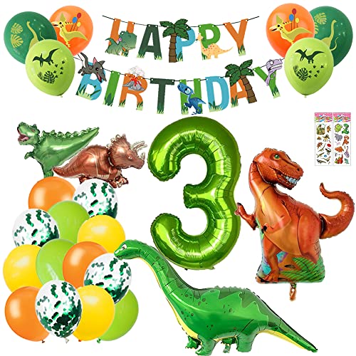 Geburtstagsdeko 3 Jahre Junge Kindergeburtstag Deko Jungen 3 Jahre Geburtstag Deko Junge Dino Folienballon 3 von Ohighing