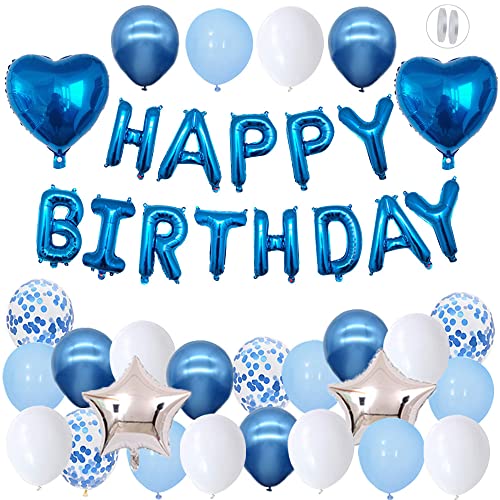 Geburtstagsdeko Blau Weiß Junge Happy Birthday Girlande Geburtstag Deko Mann Partydeko von Ohighing