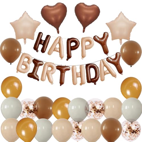Geburtstagsdeko Braun Beige Happy Birthday Ballons Luftballons Braun Beige Crème Deko Geburtstag Junge Mädchen Happy Birthday Deko Frauen von Ohighing