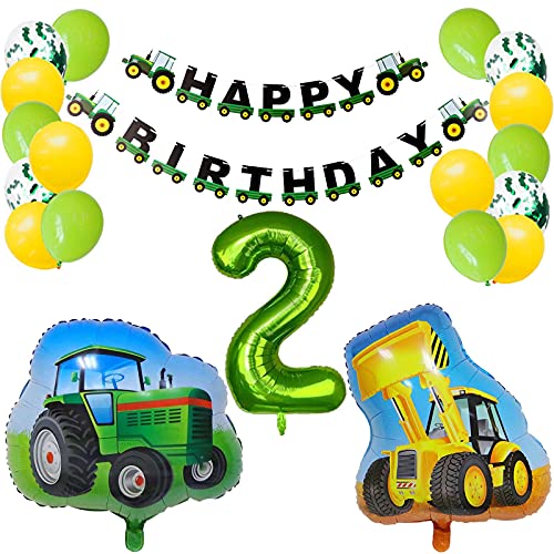 Geburtstagsdeko Jungen 2 Jahre Kindergeburtstag Junge Traktor Bagger Kinder 2 Jahre 2 Geburtstag Junge Deko von Ohighing