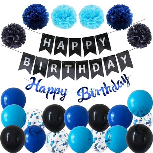 Happy Birthday Blau Schwarz Geburtstag Party Deko Set Geburtstag Girlande Luftballons Blau Schwarz Ballons 6 Pompoms Geburtstagsdeko Mann Happy Birthday Blau Schwarz Geburtstag Party Deko Set Geburtstag Girlande Luftballons Blau Schwarz Ballons 6 Pompoms Geburtstagsdeko Mann von Ohighing