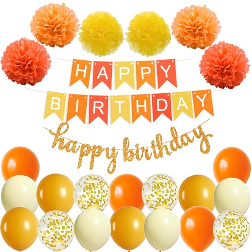 Happy Birthday Orange Kürbis Geburtstag Party Deko Set Geburtstag Girlande Luftballons Orange Gelb Ballons 6 Pompoms Geburtstagsdeko Mädchen Happy Birthday Orange Kürbis Geburtstag Party Deko Set Geburtstag Girlande Luftballons Orange Gelb Ballons 6 Pompoms Geburtstagsdeko Mädchen von Ohighing