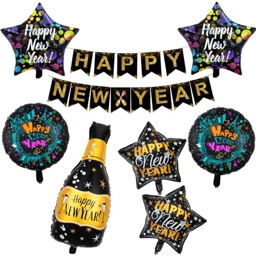 Happy New Year Banner Girlande Happy New Year Deko Luftballon Silvester 2024 von Ohighing