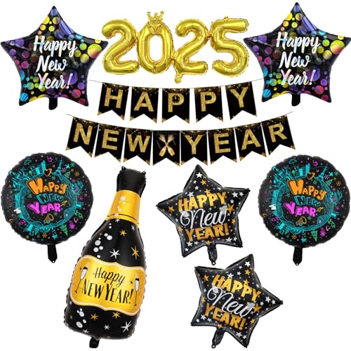 Happy New Year Banner Girlande Happy New Year Deko Luftballon Silvester 2024 von Ohighing