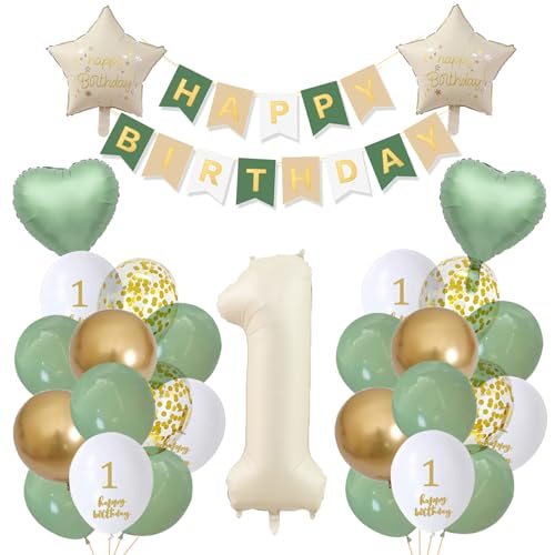 Luftballon 1. Geburtstag Junge Creme Grün Erste Kindergeburtstag Geburtstagsdeko 1 jahr Mädchen Junge Happy Birthday 1 jahre Luftballon 1. Geburtstag Junge Creme Grün Erste Kindergeburtstag Geburtstagsdeko 1 jahr Mädchen Junge Happy Birthday 1 jahre von Ohighing