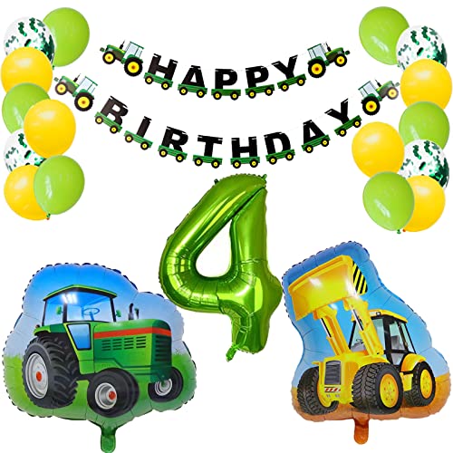Geburtstagsdeko Junge 4 Jahre Kindergeburtstag Junge Traktor Bagger Kinder 4 Jahre Geburtstag Deko 3 Geburtstag Junge Deko von Ohighing