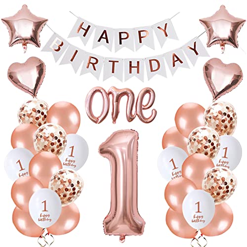 Geburtstagsdeko Mädchen 1 jahr Geburtstag Deko Rosegold Luftballons 1. Geburtstag Mädchen Kindergeburtstag Deko 1. Zahlen Ballons von Ohighing