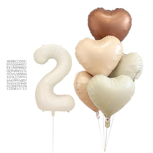 XL Zahlen 2 Luftballon Creme XL Helium Luftballon Klein Zahl 2 Creme Ballon mit 5 Stück Heart Foil Ballons 2 Geburtstag Anniversaire Deko 80cm XL Zahlen 2 Luftballon Creme XL Helium Luftballon Klein Zahl 2 Creme Ballon mit 5 Stück Heart Foil Ballons 2 Geburtstag Anniversaire Deko 80cm von Ohighing