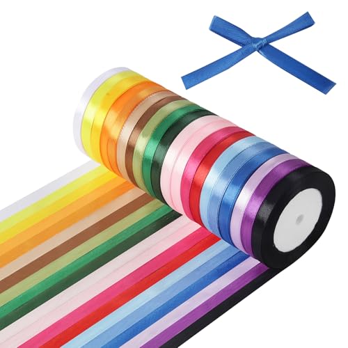 Regenbogen-Satinband, 20 Farben, 457 m, Regenbogen-Satinband, 0,9 cm x 22,7 m, insgesamt 457 m, buntes Stoff-Satinband-Set, verschiedene Bänder für Geschenkverpackungen, Halloween, Weihnachten Regenbogen-Satinband, 20 Farben, 457 m, Regenbogen-Satinband, 0,9 cm x 22,7 m, insgesamt 457 m, buntes Stoff-Satinband-Set, verschiedene Bänder für Geschenkverpackungen, Halloween, Weihnachten von Ohiyoo