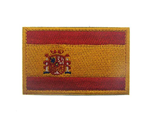 Aufnäher mit Spanien-Flagge, bestickt, Aufnäher, 8 x 5 cm, Moral, taktisch, Militär, Armee, bestickt, mit Klettverschluss-Rückseite (gelb) von Ohrong