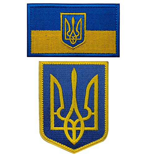 Ohrong Aufnäher mit Ukraine-Flagge, Wappen, bestickt, zum Aufnähen auf Wappen, Ukrainische taktische Militär-Moralabzeichen, UKR-Flagge, Armband-Embleme, 2 Stück von Ohrong