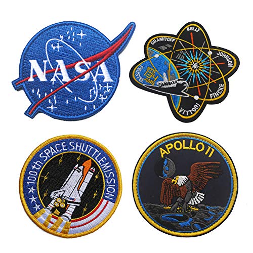 NASA Space Apollo Logo Mission Patch Taktische Militär Abzeichen bestickt Schulter Kostüm Applique Aufnäher Motorrad Emblem für Reisen Rucksack Hüte Jacken (4 Stück) von Ohrong