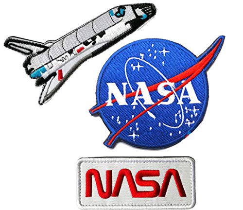 Ohrong 3 Stück NASA Space Shuttle bestickte taktische Patches Nationalluftfahrt und Raumverwaltung Weltraum-Programm Vektor Morale Abzeichen Embleme Armbänder mit Klettverschluss von Ohrong