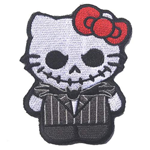TOPPATCH Ohrong Hello Tactical bestickte Kitty Patches As Jack Nightmare Before Christmas Armband Badge Morale Emblem Applique von Ohrong