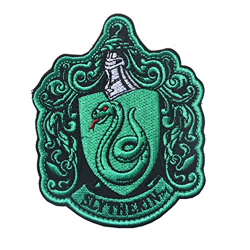 Ohrong House of Gryffindor Wappen Slytherin Ravenclaw Huflepuff Hogwarts Bestickter Aufnäher Emblem-Applikation mit Haken und Schlaufe (grün) von Ohrong
