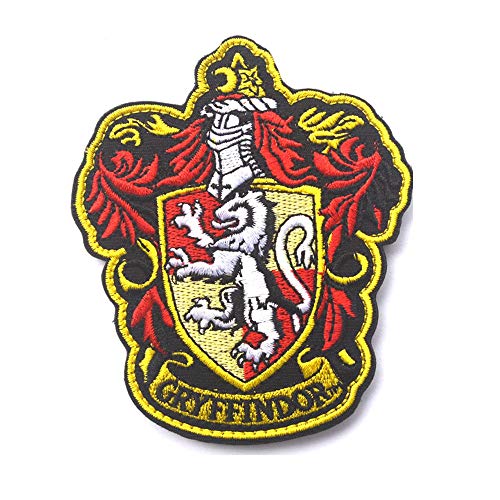 Ohrong House of Gryffindor Wappen Slytherin Ravenclaw Huflepuff Hogwarts bestickter Aufnäher Emblem Applikation mit Haken und der Schlaufe(rot gelb) von TOPPATCH