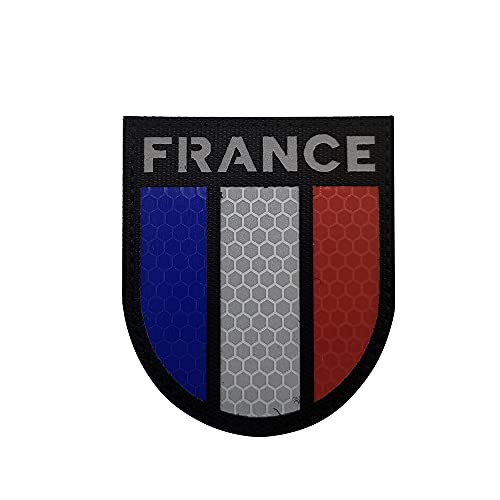 Ohrong IR-Frankreich-Flagge, reflektierend, für Reisen, Rucksack, Hüte, Jacken (schwarz (reflektierend) von Ohrong