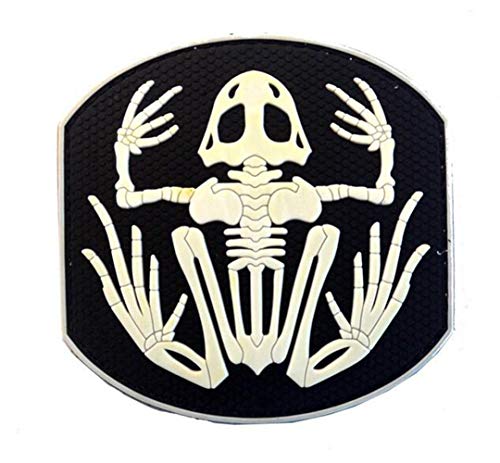 Ohrong Navy Seals Skelett Frosch Devgru 3D PVC Luminous Tactical Patches Rubber Skull Bone Badge Armband Emblem Morale Applique mit Haken Rückseite Schwarz Weiß von Ohrong