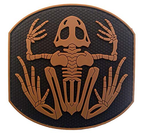 Ohrong Navy Seals Skelett Frosch Devgru 3D PVC Tactical Moral Patch Rubber Skull Bone Badge Armband Emblem Applikation mit Haken Rückseite (braun) von Ohrong