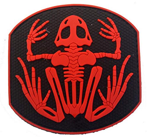 Ohrong Navy Seals Skelett Frosch Devgru 3D PVC Tactical Moral Patch Rubber Skull Bone Badge Armband Emblem Applikation mit Haken Rückseite (rot) von Ohrong