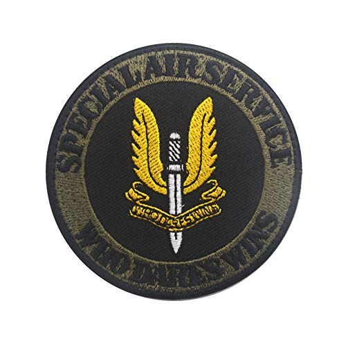 Ohrong Runder SAS-Aufnäher, bestickt, Special Air Service Who Dares Wins, taktischer Moral-Aufnäher, Paintball-Armband, Stickerei mit Haken und Schlaufe von Ohrong