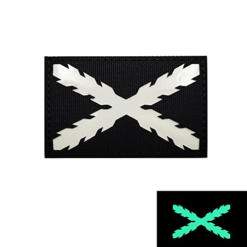 Ohrong Spanien Tercio Morados Viejos Flagge, Patch, taktisch, reflektierend, spanische Militär, Uniform, Moral, Espana Embleme (schwarz-weiß-leuchtend)) von Ohrong
