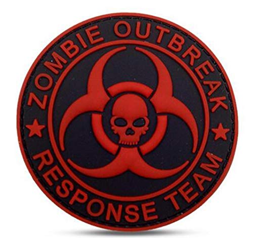 Ohrong Zombie Outbreak Response Team PVC Tactical Moral Patch 3D Military Rubber Combat Badge Armband Emblem für Taschen Caps Jacken mit Haken Rückseite (Rot Schwarz) von Ohrong