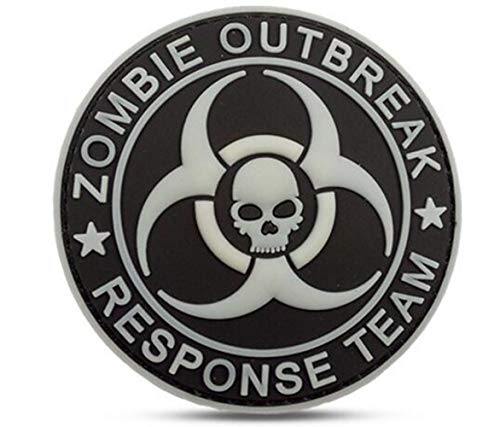 Ohrong Zombie Outbreak Response Team PVC Tactical Moral Patch 3D Military Rubber Combat Badge Armband Emblem für Taschen, Kappen Jacken mit Hakenrückseite (Weiß Schwarz) von Ohrong