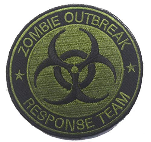 Ohrong Zombie Outbreak Response Team Totenkopf bestickt Tactical Morale Patch Abzeichen Emblem Applikation mit Haken & Schlaufe rund grün von Ohrong