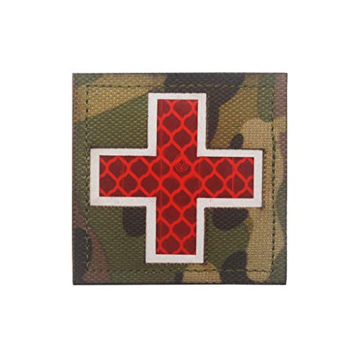 Reflektierende Medic Patches EMS EMT MED Taktisches medizinisches rotes Kreuz Moral Combat Abzeichen Erste Hilfe Emblem Applikation für Rucksack (CP(Mesh)) von Ohrong