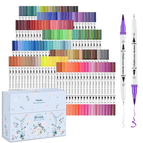 Ohuhu 160 Farben Filzstifte – Dual Brush Pen Set mit Doppelspitze (Pinsel & Fineliner), wasserbasierte Stifte für Erwachsene – Ideal für Bullet Journal, Kalligraphie Mandala, Maui Serie Ohuhu 160 Farben Filzstifte – Dual Brush Pen Set mit Doppelspitze (Pinsel & Fineliner), wasserbasierte Stifte für Erwachsene – Ideal für Bullet Journal, Kalligraphie Mandala, Maui Serie von Ohuhu