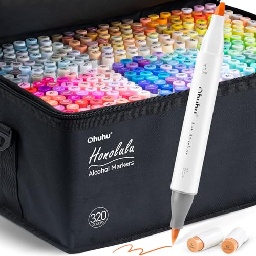 Ohuhu Marker Stifte Set, Pinsel Marker Stift Doppelseitige Farbspitz Chisel Alkoholmarker für Comics Manga Pinsel Tip zum Skizzieren Kalligraphieren Zeichnen, Honolulu Series von Ohuhu