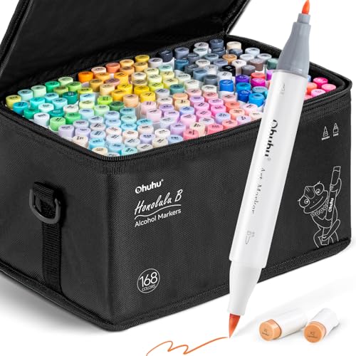 Ohuhu 168+1 Hauttonfarben Alkohol-Filzstifte, Pinsel & Fine, Sketch Kunst Marker auf Alkoholbasis für Erwachsene Ohuhu 168+1 Hauttonfarben Alkohol-Filzstifte, Pinsel & Fine, Sketch Kunst Marker auf Alkoholbasis für Erwachsene von Ohuhu