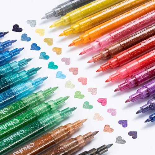 Ohuhu Glitzerstifte 24 Farben, Glitzer Filzstifte 0.7mm - Wasserbasis Glitzer Stifte für Mädchen Glitzer Basteln Karten basteln Album Scrapbooking Steine Keramik Glas Tassen Holz Zeichnung Färbung Ohuhu Glitzerstifte 24 Farben, Glitzer Filzstifte 0.7mm - Wasserbasis Glitzer Stifte für Mädchen Glitzer Basteln Karten basteln Album Scrapbooking Steine Keramik Glas Tassen Holz Zeichnung Färbung von Ohuhu