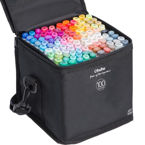 Ohuhu Marker Stifte, 100 Farben Stiften Marker Pen verdoppelt spitzt Kunst Sketch Twin Marker Stifte mit Tragetasche für Malerei Coloring Hervorhebungen Unterstreichunge Ohuhu Marker Stifte, 100 Farben Stiften Marker Pen verdoppelt spitzt Kunst Sketch Twin Marker Stifte mit Tragetasche für Malerei Coloring Hervorhebungen Unterstreichunge von Ohuhu