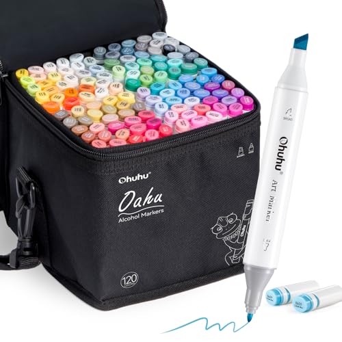 Ohuhu Marker Stifte, Stifte Set 120 Permanent Marker Pen Meißel & Feine Verdoppelt Spitzt Kunst Sketch Twin Marker Stifte mit Tragetasche für Malerei Coloring Unterstreichunge, Oahu Serie Ohuhu Marker Stifte, Stifte Set 120 Permanent Marker Pen Meißel & Feine Verdoppelt Spitzt Kunst Sketch Twin Marker Stifte mit Tragetasche für Malerei Coloring Unterstreichunge, Oahu Serie von Ohuhu