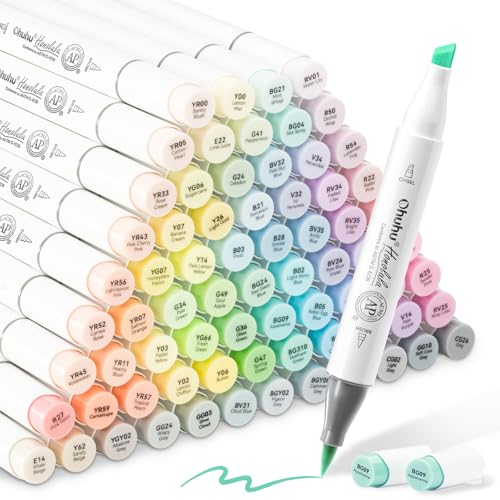 Ohuhu Marker Stifte Pastel mit 96 Farben, doppelseitige Farbspitze Brush Marker für Entwürfe und Comics, feiner Pinsel zum Skizzieren, Kalligraphieren, Zeichnen und Illustrieren Ohuhu Marker Stifte Pastel mit 96 Farben, doppelseitige Farbspitze Brush Marker für Entwürfe und Comics, feiner Pinsel zum Skizzieren, Kalligraphieren, Zeichnen und Illustrieren von Ohuhu